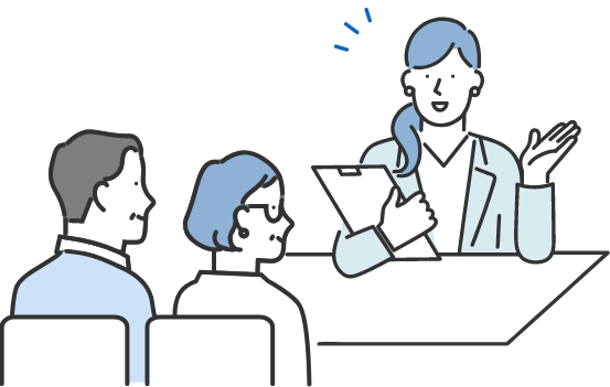 申請について相談する事業者と担当者