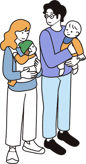 子どもを抱っこする大人